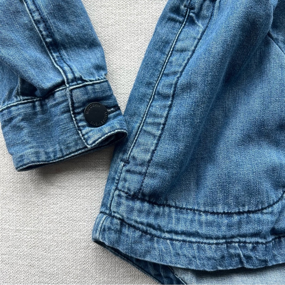Modern Amusement Chambray Denim Hooded Jacket - Picture 2 of 8